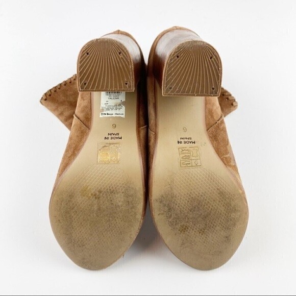 River Island Yalena Brown Suede Peep Toe Block Heel Booties Size 8 - Picture 11 of 13